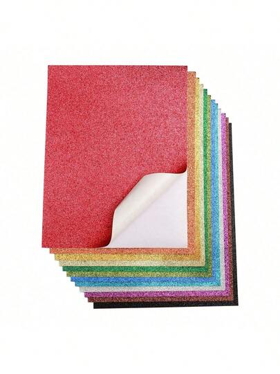 50张/30张/10张自粘闪光卡纸，闪亮粘合工艺纸，适用于艺术项目、礼品包装、卡片制作、拼贴画 - 多色可选、学校用品、返校