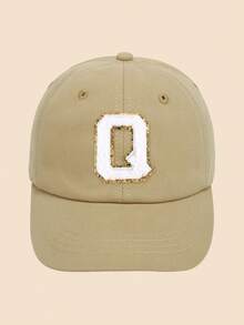 1Pc Toddler Kids Baseball Cap 1-5Y - Khaki Solid Adjustable Hat With A-Z Sequin Embroidered Letter Patches, Classic Brim Sun Protection Cap For All Seasons Daily Outdoor - Khaki - View 33