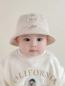1pc Baby/Kids Girl Princess Rabbit Ear Bucket Hat, Sun Ion, Suitable For All Seasons - Multicolor - View 4