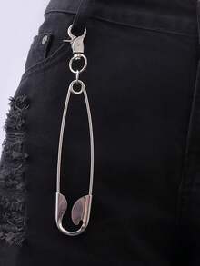 1pc Exaggerated Stainless Steel Large Safety Pin Keychain, Backpack Pendant, Clothing Waist Decor, Suitable For Daily Matchingy2k - Multicolor - View 7