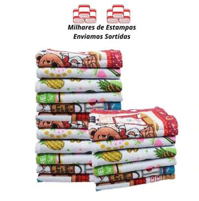 Kit 12 Pano Copa Felpudo Atoalhado Sortidos 100% Algodão 40cm x 60cm