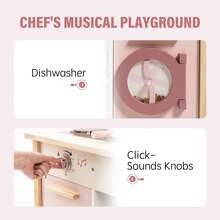 Robotime Robud Wooden Kitchen For Children, Play Kitchen, Toy Kitchen Set For Children, Kitchen Play Set With Many Play Functions, Realistic Kitchen Set For Toddlers, Gift For Girls And Boys Ages 3 And Up - 粉色 - 查看 7