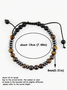 YAUKIA 1pc 8mm Tiger Eye & Matte Black Onyx And Blue Hematite Bracelet – Adjustable Beaded Bracelet For Men Women, Protective Healing Stone, Handmade Gemstone Jewelry, Stylish Gift - Multicolor - View 16