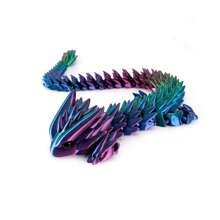 Juguete de modelo impreso en 3D, juguete de dragón volador genial con boca móvil, dragón emplumado impreso en 3D, modelo de dragón volador, modelo de juguete de dragón con articulaciones móviles, decoración de escritorio para el hogar, modelo de juguete de dragón coleccionable