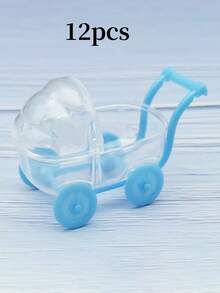 12pcs Mini Transparent Plastic Candy Jars, Suitable For Baby Shower Favor Boxes, Wedding Party Decorations, Birthday Celebration Supplies - Trolley 12pcs - View 7