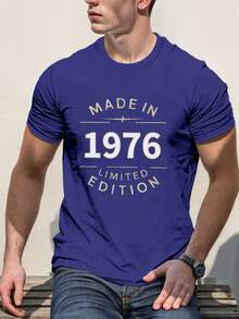 Limited Edition Made In 1976 Pure Cotton Men's T-Shirt Comfort Fit - Blue - View 1