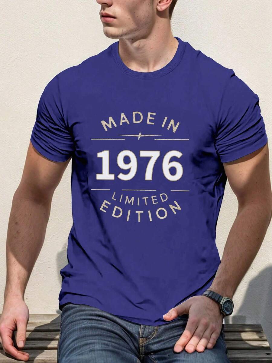 Limited Edition Made In 1976 Pure Cotton Men's T-Shirt Comfort Fit - Blue - View 1