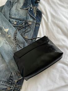 Bolsa de ombro feminina com laço, bolsa feminina elegante de cor sólida, bolsa de trabalho empresarial