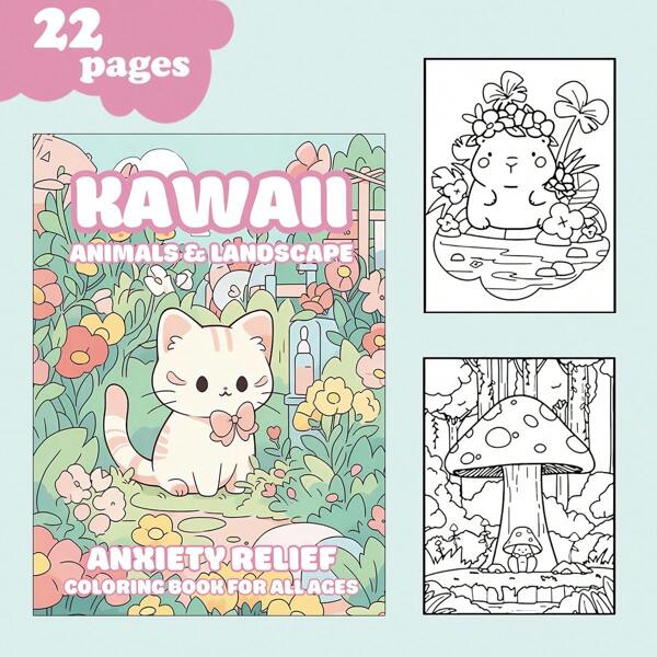 Assorted Cute Animal Coloring Books, 22 Pages Easy To Color, Thick Paper Suitable For Art Lovers And Stress Relief, Gifts For Friends, Couples And Family, Valentine's Day And Other Holidays,Back To School
