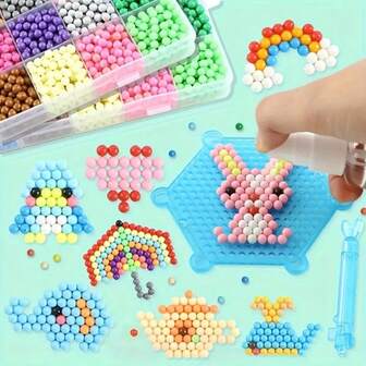 1000/2400pcs Magic Water Mist Beads Set, Refill Beads Pack, Plastic Water Mist Beads Suitable For DIY Crafts, Includes Tray, Pen And Instructions, Accessory Color Random