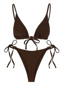 Conjunto de bikini de unicolor sexy para mujer Polovedo official para la playa de verano