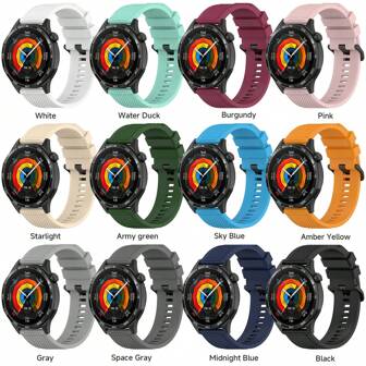 20 毫米 22 毫米硅胶表带兼容三星 Galaxy Watch 7 6 4 5Pro 45 毫米 40 毫米 44 毫米 6 经典 43 毫米/47 毫米手链兼容华为 GT5 Pro 表带