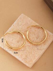 2/10/12/24 件/套时尚人造珍珠耳环，金属几何图案，扭曲宽环，适合度假、派对、约会和日常佩戴 - 彩色 - 查看 9