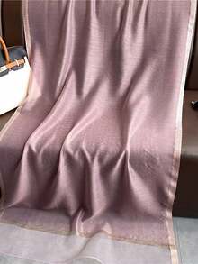 1 件女士淡紫色真丝围巾，温暖的围巾适合日常佩戴，春季 - 淡紫色 - 查看 2