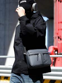 New Waterproof Fashion Versatile Men's Messenger Bag, Business Trip Shoulder Bag With Large Capacity, Casual Minimalist Square Crossbody Bag For Shopping, Travel, Commuting - Multicolor - View 3