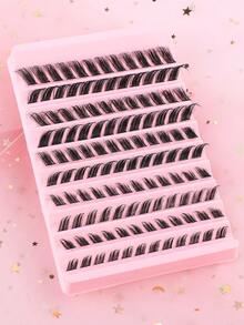 Asiteo Asiteo 120 件猫眼狐狸眼单根睫毛，DIY 分段睫毛延长，单簇睫毛 3D 浓密，对角流动簇蓬松，可重复使用假睫毛睫毛簇，睫毛簇，单根睫毛，睫毛，假睫毛