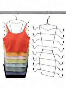 1 pieza Organizador de armario de acero inoxidable, percha de 8 niveles para chalecos, organizador de sostenes resistente, plegable, esencial para dormitorios universitarios, diseño antideslizante y ahorra espacio