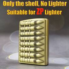 (Solo funda separada, no se incluye el encendedor) Funda protectora retro para encendedor de queroseno a prueba de golpes con patrón en 3D de avión y misil, adecuada para el encendedor ZP - 1 proyectil de misil de avión al azar (sin encendedor) - Ver 10