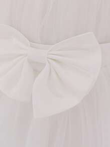 Baby Girls Bowknot Tulle Party Dress, Suitable For Birthday, Wedding, Flower Girl