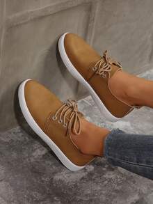 Women's New Spring/Summer Lightweight Comfortable Flat Round Toe Brown Loafers, Elegant Leather Casual Flat Shoes - Brown - View 5