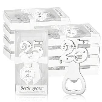 24 件套银色 25 开瓶器，适合 25 岁生日礼物、生日派对、周年纪念礼物、婚礼纪念品和宾客回礼、情人节礼物、厨房和酒吧用品、派对回礼