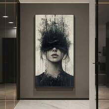 1PC Large Unframed Canvas Art Print Minimalist Surreal Woman Portrait, Black And White Modern Wall Decor For Living Room Or Bedroom, Contemporary Decor|Abstract Design|Textured Wall Piece, Canvas Wall Art. Home Wall Art, Gift , Creative Home Wall Decoration, Bedroom, Living Room, Canvas Wall Art,Posters For Room,Home Decor,Room Decor Aesthetic. - 1PC - View 6