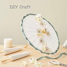 1 件遮阳伞纸伞用于装饰，大号白色纸伞，鸡尾酒会装饰，DIY 绘画伞用于婚礼新娘送礼会派对装饰，艺术和手工艺项目，植物遮阳伞，摄影道具 - 彩色 - 查看 3