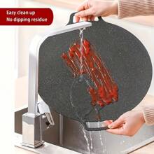Padella per barbecue, piastra da barbecue antiaderente, conduzione del calore rapida, facile da cuocere, multifunzionale, griglia versatile, padella, padella a induzione rotonda piatta con doppia impugnatura, rivestimento antiaderente, padella tonda per barbecue, barbecue, pentola da cucina in ghisa per pizza, per barbecue all'aperto, cucina, ristorante, campeggio, picnic, negozio di barbecue, matrimonio, festa della mamma, festa del papà