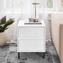 SoBuy Bedside Table With 2 Drawers For Box Spring Bed, Sofa Table, Side Table, Telephone Table, Nightstand, White, W X H X D Approx. 40 X 48 X 40 Cm FBT157-W - White - View 1
