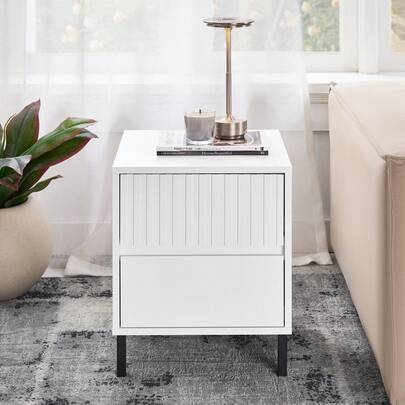 SoBuy Bedside Table With 2 Drawers For Box Spring Bed, Sofa Table, Side Table, Telephone Table, Nightstand, White, W X H X D Approx. 40 X 48 X 40 Cm FBT157-W