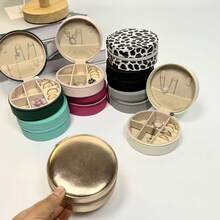 Leopard Print PU Leather Travel Jewelry Box, Bridesmaids Gift Box, Mini Circular Jewelry Storage Case, Zipper Cosmetic Organizer - Round Zipper Jewelry Box - View 6