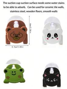 Cartoon Bath Sponge Holder Dish Cloth Storage Rack, 2.36x2.24inch Multi-Use Sink Organizer, Bathroom Shelf With Hook, Random Design, 1pc Suction Cup Can Only Attach When Wet