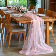 1 tấm khăn trải bàn lưới màu hồng, khăn trải bàn mỏng trang trí, thích hợp cho tiệc cưới, nhà hàng, quán cà phê, khách sạn, tiệc nghỉ hưu, tiệc độc thân, tiệc sinh nhật - Hồng - Xem 4