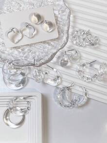 9pcs/Set Transparent Acrylic Stud Earrings - Clear - View 6