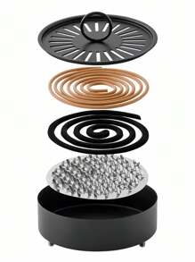1 pièce Support de spirale anti-moustique en acier inoxydable avec couvercle, anti-brûlure, anti-incendie, support de plaque à encens anti-moustique, plateau de brûleur à encens d'intérieur