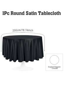 1 Stück schwarze runde Satin-Tischdecke, elegante Hochzeitstischdecke mit gefalteter Kante, Durchmesser 145/180/200/228 cm Polyester-Tischdecke, Hochzeitsdekoration, Verlobungsfeier-Zubehör, Brautparty-Tischdekoration, Bankett-Tischzubehör, 1. Geburtstags-Party-Dekoration, Baby-Shower-Zubehör, Gender-Reveal-Party-Dekoration, Innen- und Außenveranstaltungsdekoration, Picknick-Zubehör, Feiertagsparty-Zubehör, tägliche Heimdekoration, Küchenzubehör, Tischdekor
