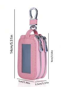 1 pieza Bolsa portátil y a la moda para llaves de coche de PU, estuche para llaves de gran capacidad con doble capa, de colgar en la cintura, con cremallera universal, bolsa para llaves para hombres y mujeres con llavero y cadena, regalo de Navidad, regalo perfecto para el Día del Maestro, San Valentín, cumpleaños, Navidad y cualquier ocasión especial, mini billetera.