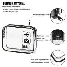 1 pieza Bolsa de tocador negra y transparente portátil, Estuche de viaje, Bolsa cosmética impermeable para avión, Bolso de viaje para hombres y mujeres para vacaciones, negocios, playa de verano, accesorios de viaje, suministros para graduación y regreso a la escuela