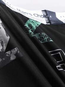 5 Pack Men's Graffiti Print Basic Seamless Boxer Briefs, Summer Shorts Gift - Multicolor - View 4