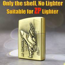 (Solo funda separada, no se incluye el encendedor) Funda protectora retro para encendedor de queroseno a prueba de golpes con patrón en 3D de avión y misil, adecuada para el encendedor ZP - 1 proyectil de misil de avión al azar (sin encendedor) - Ver 7