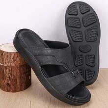 Men's Slip-On Slippers, Summer Outdoor Anti-Slip Soft Bottom Casual Leather Sandals, Sport Beach Flip Flops