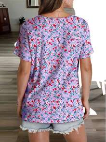 Plus Size Fashion Floral Print Casual Vacation T-Shirt