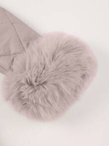 Chaqueta acolchada para mujer Risissida para exteriores con cuello de piel sintética, cinturón con ribete - Abrigo acolchado minimalista largo para otoño e invierno