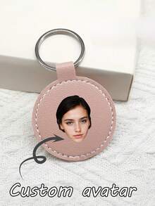 Personalized Leather Keychain - Round Keychain For Men And Women, Customize Your Own , Unique School Bag Keychain Pendant, Car Key Accessories, Business Travel Accessories, Very Suitable For Holiday Gifts And Party Gifts - Multicolor - View 1