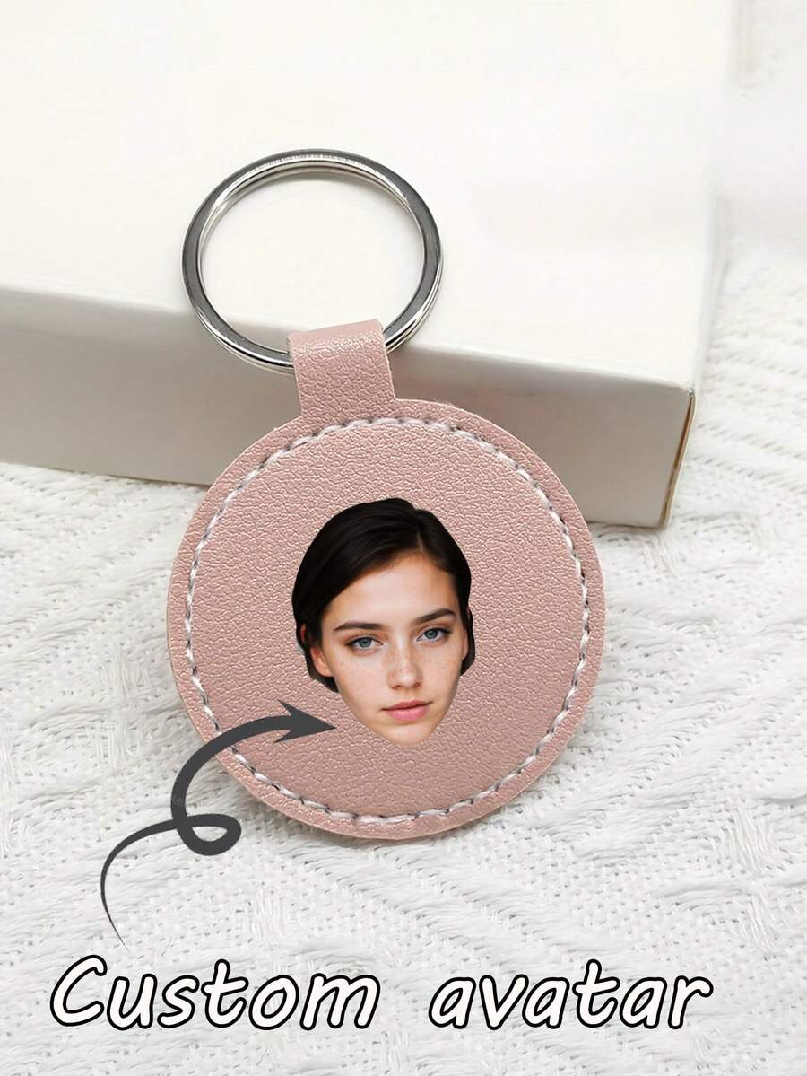Personalized Leather Keychain - Round Keychain For Men And Women, Customize Your Own , Unique School Bag Keychain Pendant, Car Key Accessories, Business Travel Accessories, Very Suitable For Holiday Gifts And Party Gifts - Multicolor - View 1