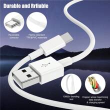 1-3pcs USB-A To Type-C Fast Charging Cable, 6.6FT/200cm Long Data Cord, Compatible With IPhone 16 15 Pro Max Plus, S24, Pura 7, Mate X Smartphones Compatible With IPhone 16, 16 Pro Max, 15, 15 Plus, 15 Pro, 15 Pro Max,Compatible With Xiaomi, Compatible With OnePlus Type C