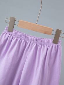 4 件套女童棉质独角兽印花短袖短裤睡衣套装，轻便夏季睡衣