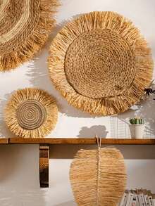 1 件手工编织壁篮，乡村波西米亚风格装饰，手工制作的藤条圆形壁篮，适用于家庭、厨房、农舍、桌子、客厅装饰，独特的墙壁艺术 - 組合款 - 查看 2