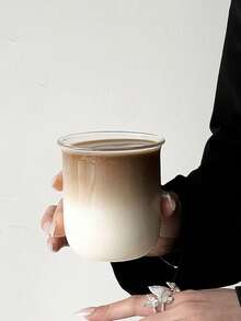 1pc Simple Round Handle Mug, High Borosilicate Glass Cup Suitable For Iced Coffee, Latte, Milk - Clear - View 6