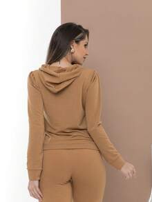 Casual Sweatshirt Set Of Blouse And Pants C3111 - 駝色 - 查看 8
